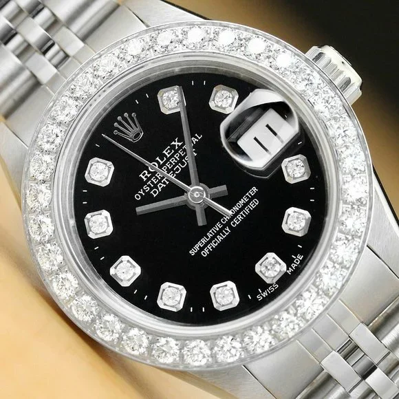 Sale! Rolex 1ct+ Diamond Datejust White Gold Ladies Watch Rolex Lady-Datejust 18K White Gold Silver Diamond Dial  main image 4